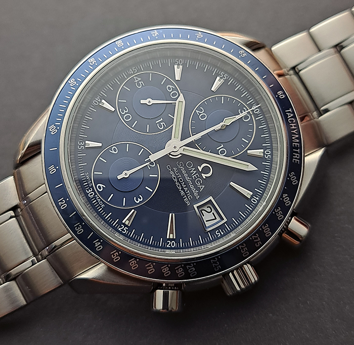 BLUE Omega Speedmaster Automatic Date Wristwatch Ref. 3212.80